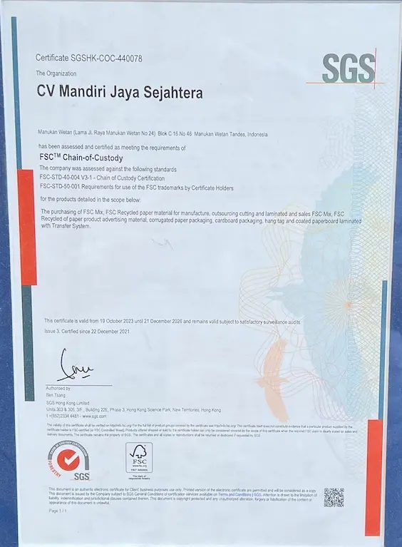 Sertifikat FSC Chain-of-Custody